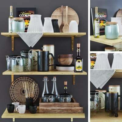 现代厨房用品组合 调味瓶 杯子 储物罐